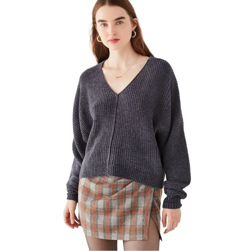 Urban Outfitters Chenille Sweater Navy Blue